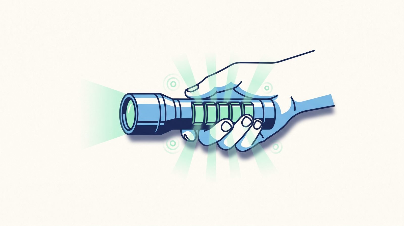 Illustration: a hollow tube torch glowing from the heat of a hand