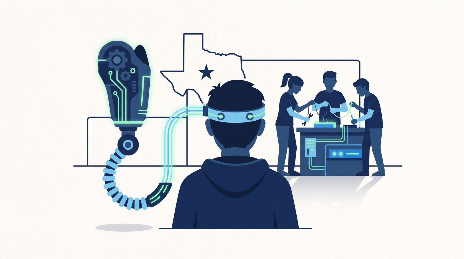 Illustration of NeuroFlex: A Brain-Controlled Bionic Leg