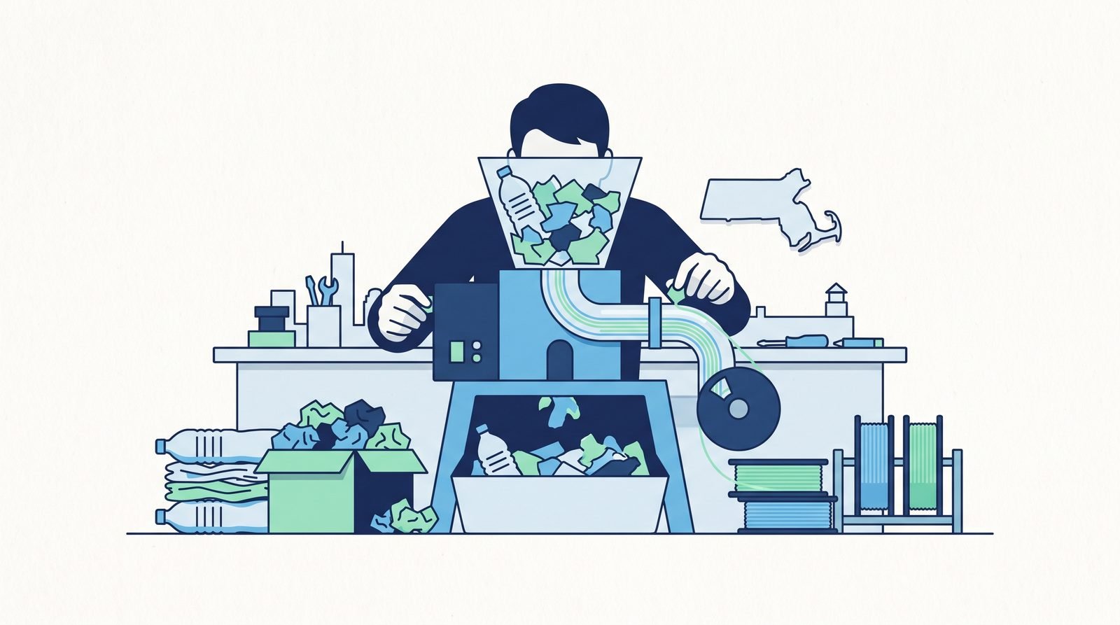Illustration of A Desktop Machine That Turns Plastic Waste into 3D-Printing Filament