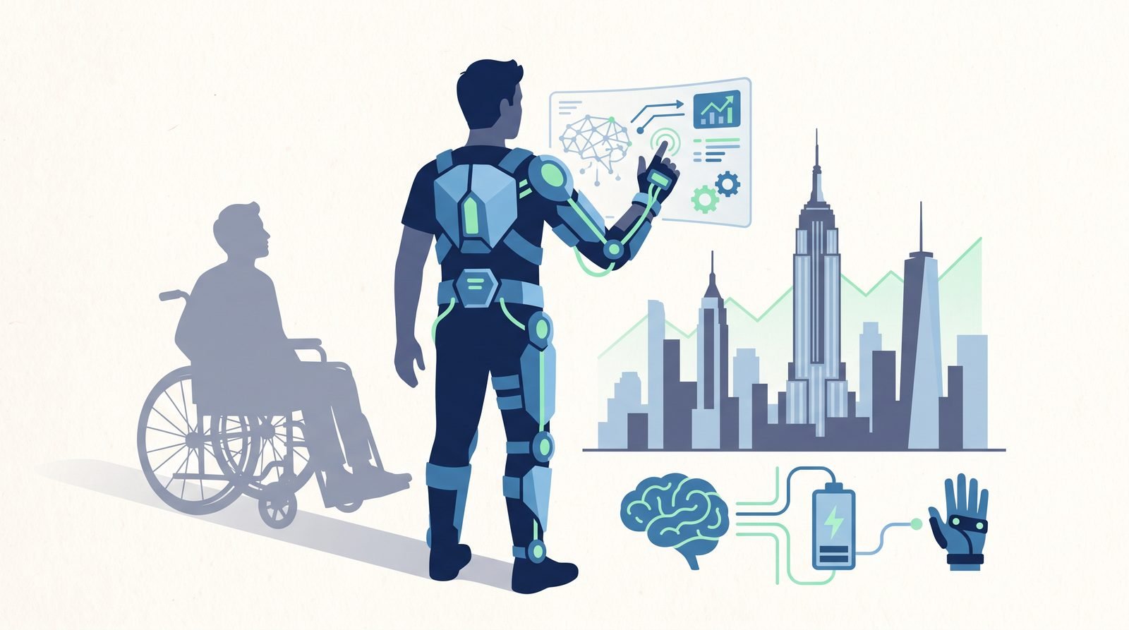 Illustration of MyoAssist: User-Driven AI Exoskeleton Control