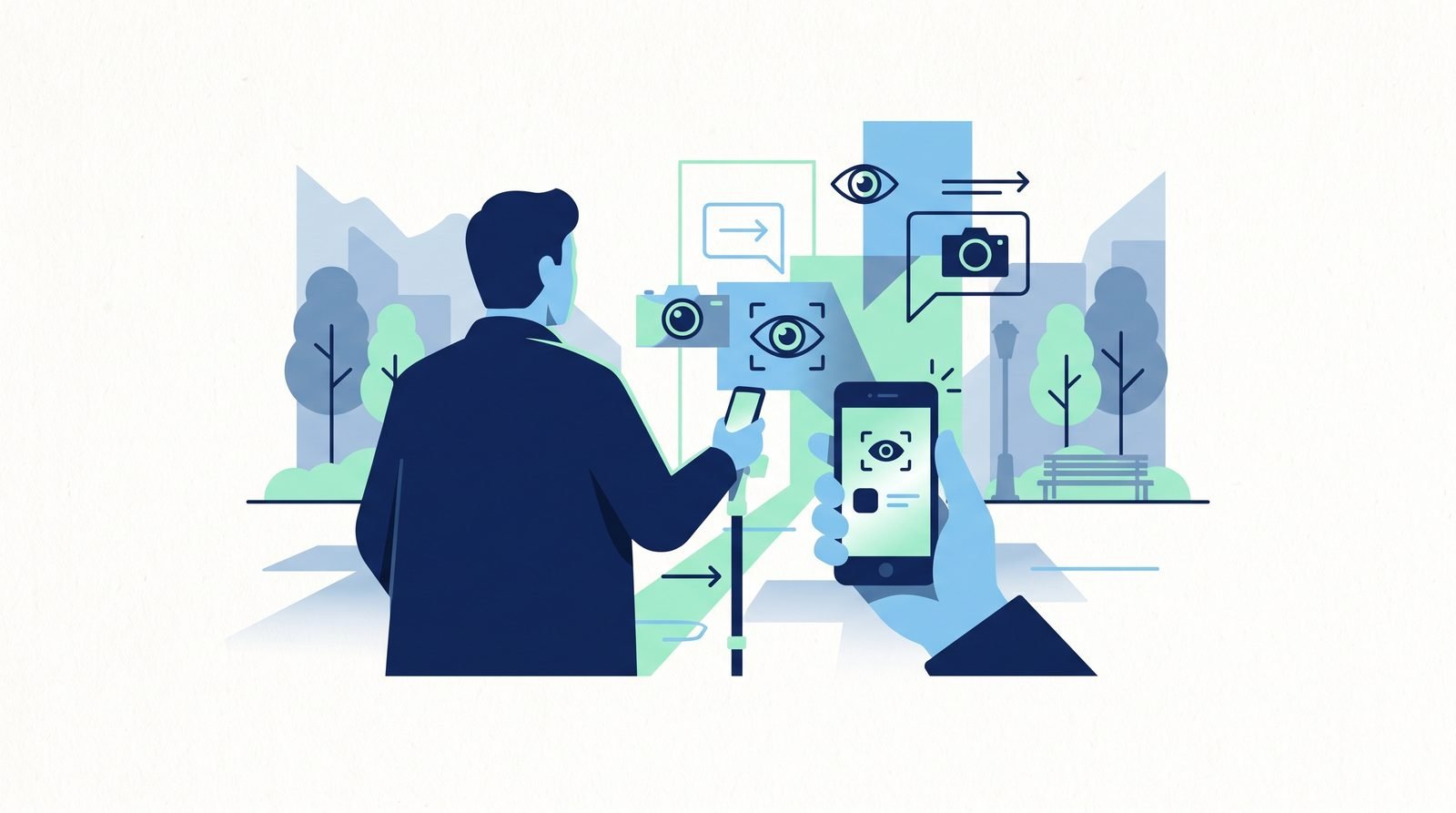 Illustration of EnAct: Visual AI Guidance for People with Vision Impairments