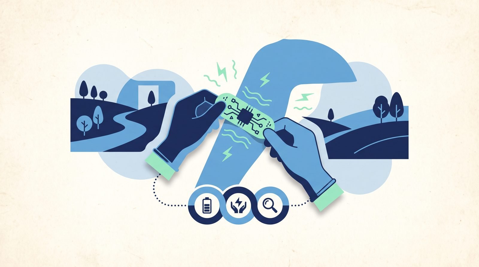 Illustration of Therapiez: Piezoelectric Wearable Wound-Healing Research