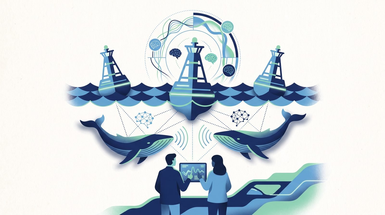 Illustration of MobyGlobal: AI Buoys That Detect Whales in Real Time