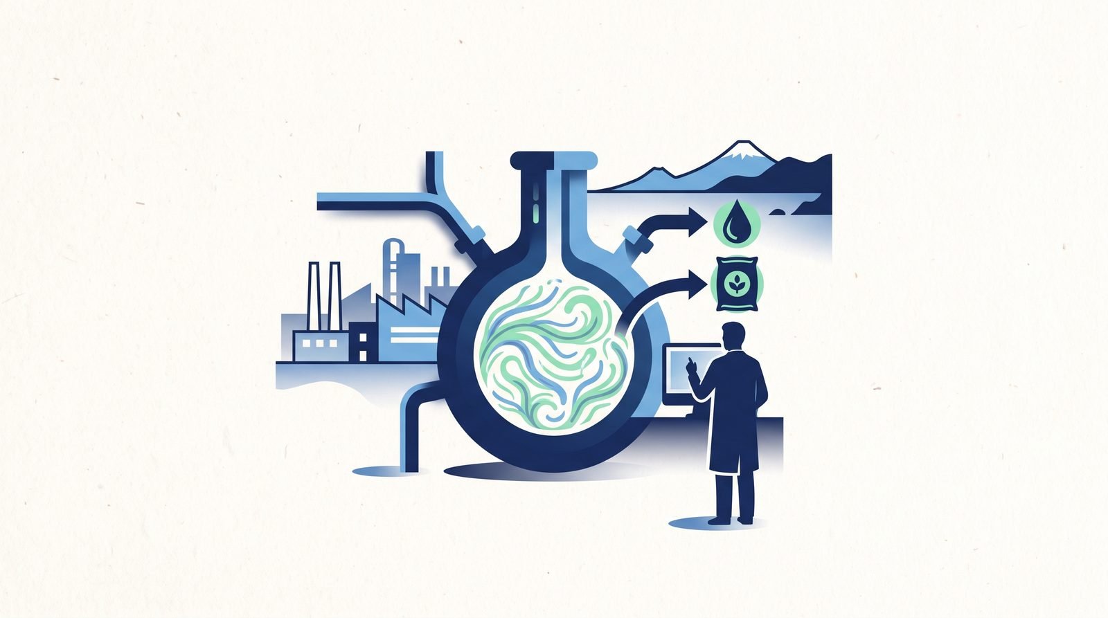 Illustration of Algae-Based Biofuel and Fertiliser