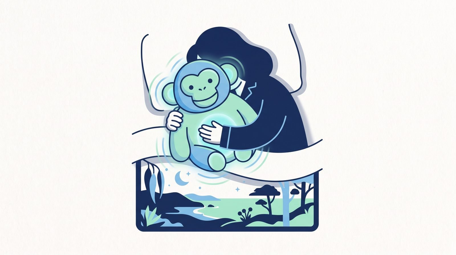 Illustration of Cuddle and Comfort Chimp: A Soft-Robotic Sleep Aid