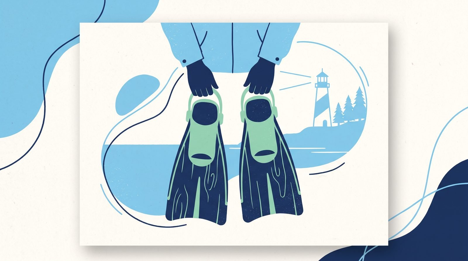 Illustration of Hand-held wooden swim fins
