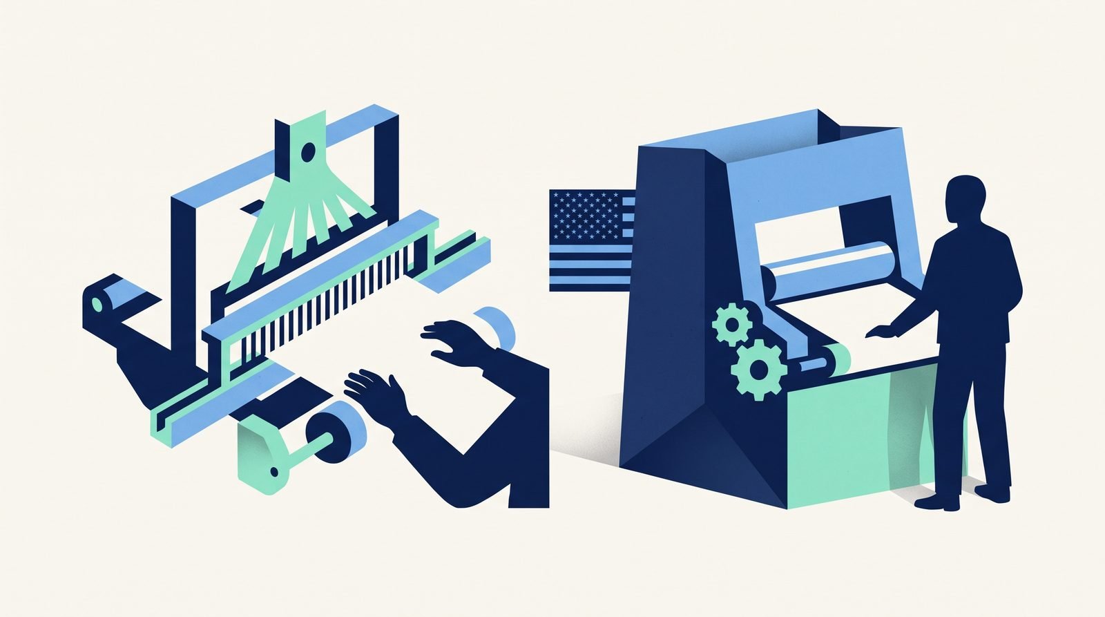 Illustration of Loom shuttle safety guard at 12 (unpatented); flat-bottom paper-bag machine as an adult