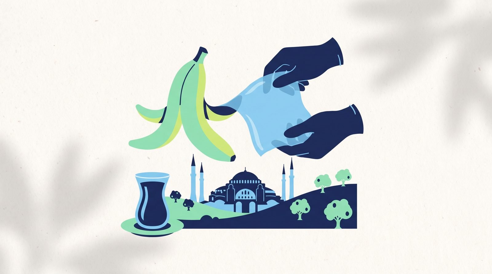 Illustration of Bioplastic made from banana peels