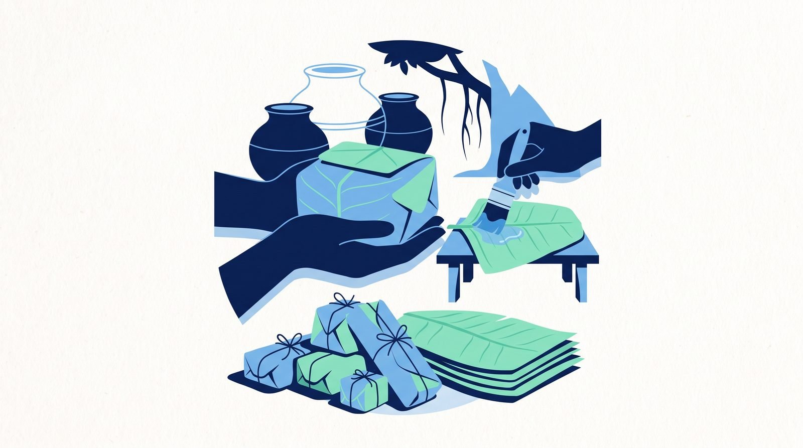 Illustration of Banana Leaf Preservation Technology