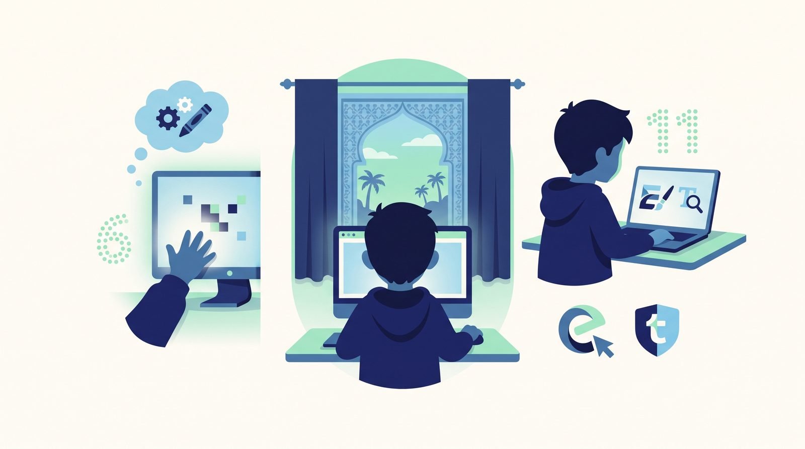 Illustration of Website design from age 6; founded eDesign and TinyLogo at 11